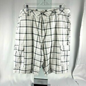 Wrangler Men’s Plaid Cargo Shorts White Gray Blue Size‎ 38